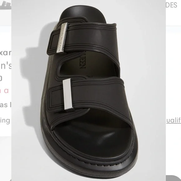 Alexander McQueen Men's Hybrid Slides Size 45/12Black and Silver